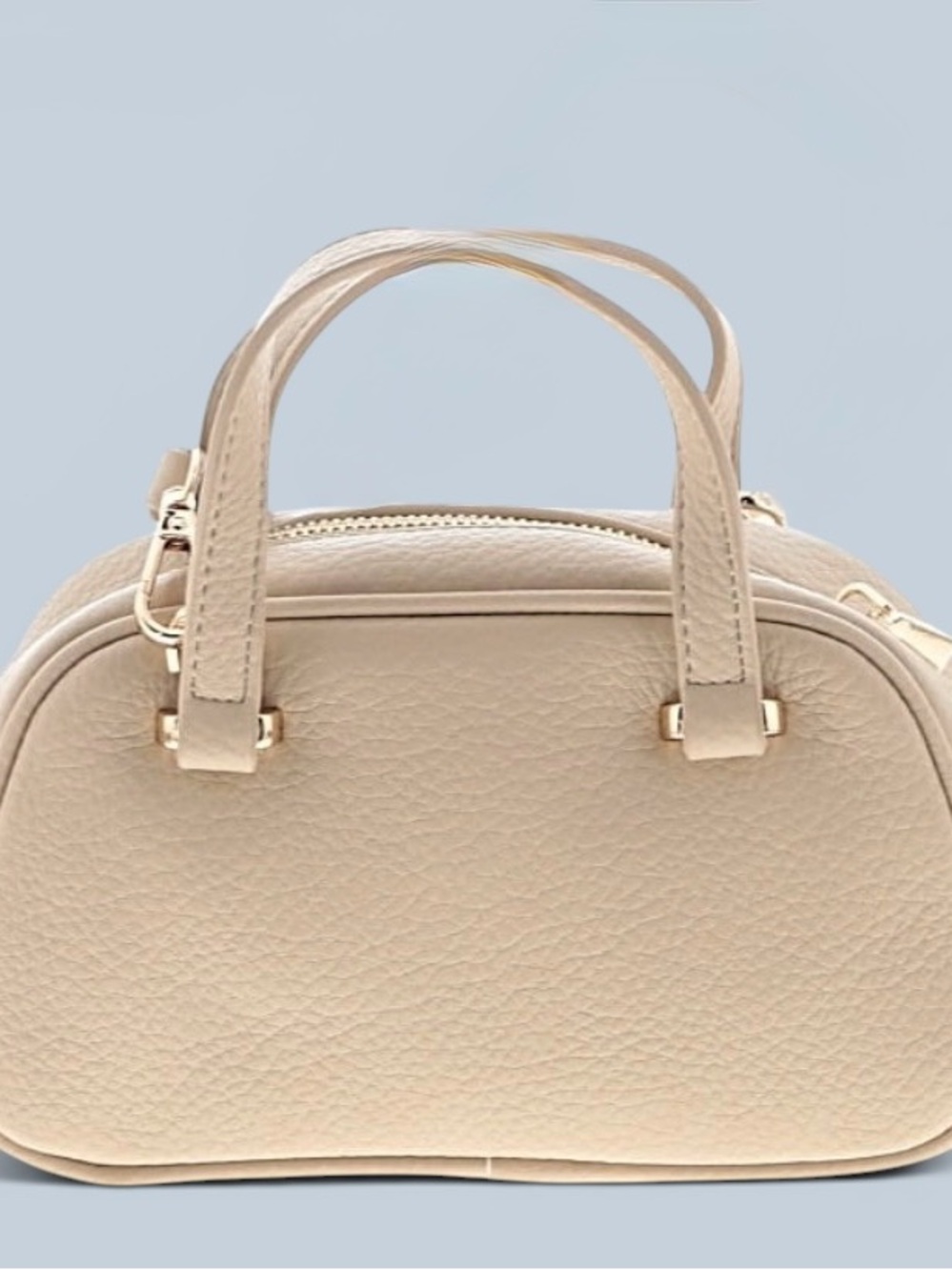 NWT Altar'd State Taupe Leatherette Mini Satchel with Gold Hardware - Picture 2 of 5